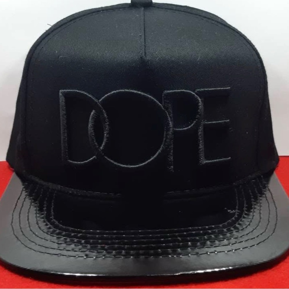 DOPE Black Hat with Shiny Red brim